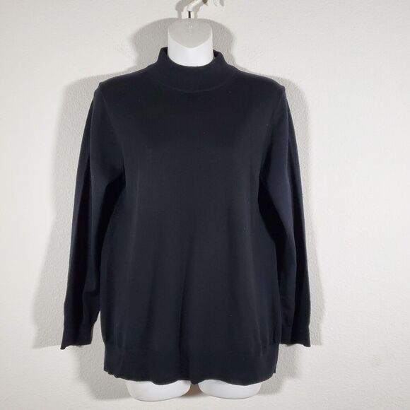 J Crew Womens Sweater Large Black Merino Wool Classic Preppy Minimalist Timeless - Picture 1 of 8